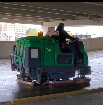 Scrubbing Concrete Parking Deck Floors